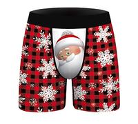 Homme sous vêtements s Plat Mince Long Respirant Noël Imprimer Pantalons Sport À La Mode Casual De Sport avec des Moulants String Dentelle (Red, M)