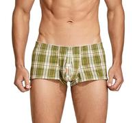 Homme sous vêtements Shorts en Coton à Carreaux Taille Confortable décontractés Pantalons à Haute Voix sous Vêtements Sexy (Green, XL)
