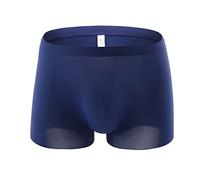 Homme sous vêtements sous-vêtement Couleur Respirant Sexy Men's Ice-Silk Patchwork Underpants Modaux s (Blue, L)
