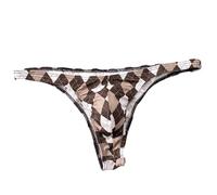 Homme sous-vêtements sous-vêtements imprimés, Slips en Soie glacée, Taille Basse, Sexy, respectueux de la Peau Brefs Pack (Brown, XL)