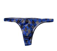 Homme sous-vêtements sous-vêtements imprimés, Slips en Soie glacée, Taille Basse, Sexy, respectueux de la Peau Brefs Pack (Blue, XL)