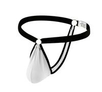 Homme sous vêtements sous-vêtements, String, Sexy, Anneau, Soins de santé, Manches, Excellent Pantalon en Soie glacée Nuisette Sexy Hot Ouverte (White, S)