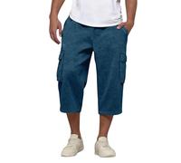 Homme Sport Summer Casual Short Work Trousers 3/4 Cargo Shorts with Multi-Pockets Leisure Bermuda Trousers