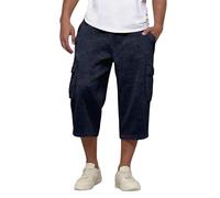 Homme Sport Summer Casual Short Work Trousers 3/4 Cargo Shorts with Multi-Pockets Leisure Bermuda Trousers