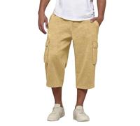 Homme Sport Summer Casual Short Work Trousers 3/4 Cargo Shorts with Multi-Pockets Leisure Bermuda Trousers