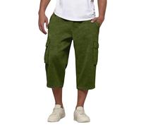 Homme Sport Summer Casual Short Work Trousers 3/4 Cargo Shorts with Multi-Pockets Leisure Bermuda Trousers