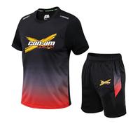 Homme Sport T-Shirt C.a.n-a.m, Tenue Fonctionnel Ensemble, Lot de Shorts et T-shirts de Sport pour Homme, Tshirt(Red,XL)