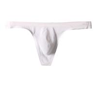 Homme String Thong Respirant Slips sous-Vêtement avec Taille Basse Tanga String Homme Ficelle Tongs érotiques String Sexy Strings sous-vêtements Confort Culotte Bikini Briefs (White, XXL)
