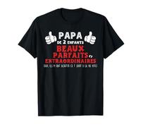 Homme Super Papa de 2 - Design Spécial Fête des Pères Humour T-Shirt