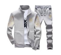 Homme Survêtements Complets Veste de Sport Ensemble Sweat-shirt Combinaison Deux pièces Veste à manches longues et Pantalon de jogging long à cordon pour les activités LiGris M
