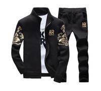 Homme Survêtements Complets Veste de Sport Ensemble Sweat-shirt Combinaison Deux pièces Veste à manches longues et Pantalon de jogging long à cordon pour les activités Noir M