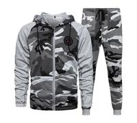 Homme Survêtements d'hiver 2 pièces Imprimé Camouflage Sweat à Capuche à manches longues et Pantalons de jogging de Course à pied et d'entraînement de Travail Gris M