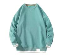 Homme Sweat Homme Sweat Sans Capuche Manche Longues Automne Col Rond Faux Deux Pièces Couleur Unie Pullover De Sport Décontractés Ample Pullover Sans Capuche Polyvalent Tendance Sweatshirt