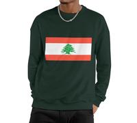 Homme Sweat-Shirt À Col Rond en Polaire, Pull Basique Liban Drapeau National Sweatshirt Homme Femme Manches Longues Haut Chaud Hiver Toutes Saisons Couple