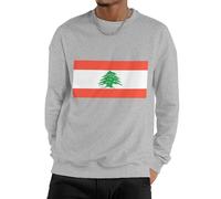 Homme Sweat-Shirt À Col Rond en Polaire, Pull Basique Liban Drapeau National Sweatshirt Homme Femme Manches Longues Haut Chaud Hiver Toutes Saisons Couple