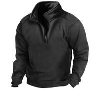 Homme Sweat Zippé Polaire Demi-Zip Sports Extérieur Quotidien Streetwear Basique Simple Printemps Automne Vêtements Vêtement Sweats à Capuche Vestes De Sudation pour Hommes Zippées avec (Black, XXXL)