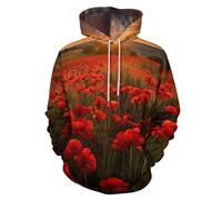 Homme Sweats à Capuche Mode Imprimé 3D, Créatif Lever Soleil Champ Fleurs Hoodie Unisexe, Automne Hiver Manches Longues Campagne Fleurs Horizon Sport Tops Pullover Sweat-Shirts