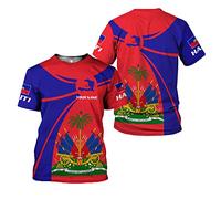 Homme T Shirt Fierté Personnalisée du Drapeau Haïtien D’Haïti T-Shirt De Sport Homme Classics Confortable Vêtements De Sport, pour Marathon, Golf, La Course À Pied, 2XL
