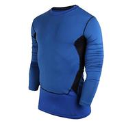 Homme T-Shirts De Maillot De Compression À Manches Longues Vêtements De Fitness Jogging Séchage Rapide Bleu XL
