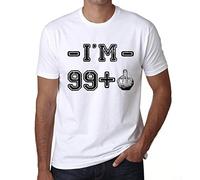 Homme Tee-Shirt 100 Ans Je suis 99 + Un Doigt d'honneur - 100 Years I'm 99 + A Middle Finger - 100 Ans T-Shirt Graphique Idée Cadeau 100e Anniversaire Vintage Année 1924 Nouveauté Blanc 4XL