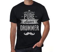 Homme Tee-Shirt 100% Pur Super Batteur - 100% Pure Super Drummer - T-Shirt Graphique Éco-Responsable Vintage Cadeau Nouveauté