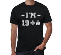 Homme Tee-Shirt 20 Ans J'Ai 19 Ans + Un Majeur - 20 Years I'm 19 + A Middle Finger - 20 Ans T-Shirt Graphique Idée Cadeau 20e Anniversaire Vintage Année 2004 Nouveauté Noir Profond 4XL