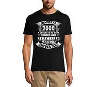Homme Tee-Shirt - 2000 Legend Was Born - Heroes are Remembered 20th - 20 Ans T-Shirt Graphique Idée Cadeau 20e Anniversaire Vintage Année 2004 Nouveauté Noir Profond L