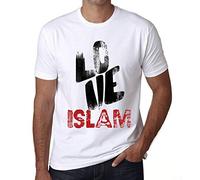 Homme Tee-Shirt Aimer L'Islam - Love Islam - T-Shirt Graphique Éco-Responsable Vintage Cadeau Nouveauté Blanc L