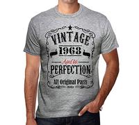 Homme Tee-Shirt - All Original Parts Aged to Perfection 1968 - 56 Ans T-Shirt Graphique Idée Cadeau 56e Anniversaire Vintage Année 1968 Nouveauté Gris Chiné M