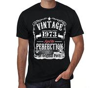Homme Tee-Shirt - All Original Parts Aged to Perfection 1973 - 51 Ans T-Shirt Graphique Idée Cadeau 51e Anniversaire Vintage Année 1973 Nouveauté Noir Profond XL