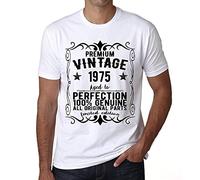 Homme Tee-Shirt - All Original Parts Aged to Perfection 1975 - 49 Ans T-Shirt Graphique Idée Cadeau 49e Anniversaire Vintage Année 1975 Nouveauté Blanc L