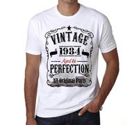Homme Tee-Shirt - All Original Parts Aged To Perfection 1984 - 40 Ans T-Shirt Graphique Idée Cadeau 40e Anniversaire Vintage Année 1984 Nouveauté