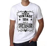 Homme Tee-Shirt - All Original Parts Aged to Perfection 1994 - 30 Ans T-Shirt Graphique Idée Cadeau 30e Anniversaire Vintage Année 1994 Nouveauté Blanc XL