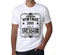 Homme Tee-Shirt - All Original Parts Aged To Perfection 2000 - 24 Ans T-Shirt Graphique Idée Cadeau 24e Anniversaire Vintage Année 2000 Nouveauté