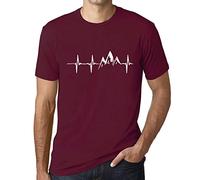 Homme Tee-Shirt Battement De Cœur De La Montagne - Mountain Heartbeat - T-Shirt Graphique Éco-Responsable Vintage Cadeau Nouveauté Bordeaux S