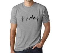 Homme Tee-Shirt Battement De Cœur De La Montagne - Mountain Heartbeat - T-Shirt Graphique Éco-Responsable Vintage Cadeau Nouveauté Gris Chiné S