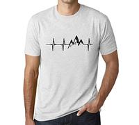 Homme Tee-Shirt Battement De Cœur De La Montagne - Mountain Heartbeat - T-Shirt Graphique Éco-Responsable Vintage Cadeau Nouveauté Blanc Chiné M