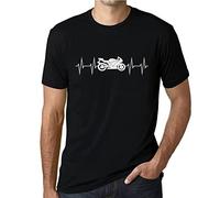Homme Tee-Shirt Battement De Cœur De La Moto - Motorcycle Heartbeat - T-Shirt Graphique Éco-Responsable Vintage Cadeau Nouveauté Noir Profond M