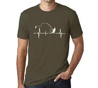 Homme Tee-Shirt Battement De Cœur du Pêcheur - Fisherman Heartbeat - T-Shirt Graphique Éco-Responsable Vintage Cadeau Nouveauté Army M