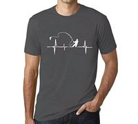 Homme Tee-Shirt Battement De Cœur du Pêcheur - Fisherman Heartbeat - T-Shirt Graphique Éco-Responsable Vintage Cadeau Nouveauté Gris Souris L