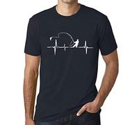 Homme Tee-Shirt Battement De Cœur du Pêcheur - Fisherman Heartbeat - T-Shirt Graphique Éco-Responsable Vintage Cadeau Nouveauté Marine XL