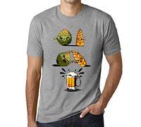 Homme Tee-Shirt Bière Fusion Design - Design Fusion Beer - T-Shirt Graphique Éco-Responsable Vintage Cadeau Nouveauté Gris Chiné XXL