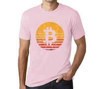 Homme Tee-Shirt Bitcoin Vintage Sunset BTC HODL Crypto Traders T-Shirt Graphique Éco-Responsable Vintage Cadeau Nouveauté Rose Moyen XXL