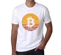 Homme Tee-Shirt Bitcoin Vintage Sunset BTC HODL Crypto Traders T-Shirt Graphique Éco-Responsable Vintage Cadeau Nouveauté Blanc XL