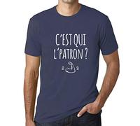 Homme Tee-Shirt C'est Qui L'patron T-Shirt Graphique Éco-Responsable Vintage Cadeau Nouveauté Denim M