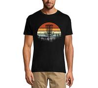 Homme Tee-Shirt Chaînes De Disc Golf Rétro Vintage avec Coucher De Soleil - Retro Vintage Sunset Chains Disc Golf - T-Shirt Graphique Éco-Responsable Vintage Cadeau Nouveauté Noir Profond M