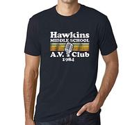 Homme Tee-Shirt Club Audiovisuel du Collège Hawkins - Hawkins Middle School AV Club - T-Shirt Graphique Éco-Responsable Vintage Cadeau Nouveauté Marine M
