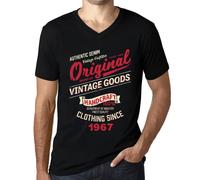 Homme Tee-Shirt Col V Des Vêtements Vintage Originaux Depuis 1967 - Original Vintage Clothing Since 1967 - 57 Ans T-Shirt Graphique Idée Cadeau 57e Anniversaire Vintage Année 1967 Nouveauté