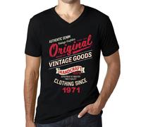 Homme Tee-Shirt Col V Des Vêtements Vintage Originaux Depuis 1971 - Original Vintage Clothing Since 1971 - 53 Ans T-Shirt Graphique Idée Cadeau 53e Anniversaire Vintage Année 1971 Nouveauté