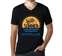 Homme Tee-Shirt Col V Il Est Temps De Dire Bonjour À L'été À Montpellier - Time To Say Hello To Summer In Montpellier - T-Shirt Graphique Éco-Responsable Vintage Cadeau Nouveauté